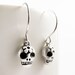 Very tiny Day of the Dead earrings sugar skull Día de los Muertos jewelry Halloween calaveras sterling silver dangle drop