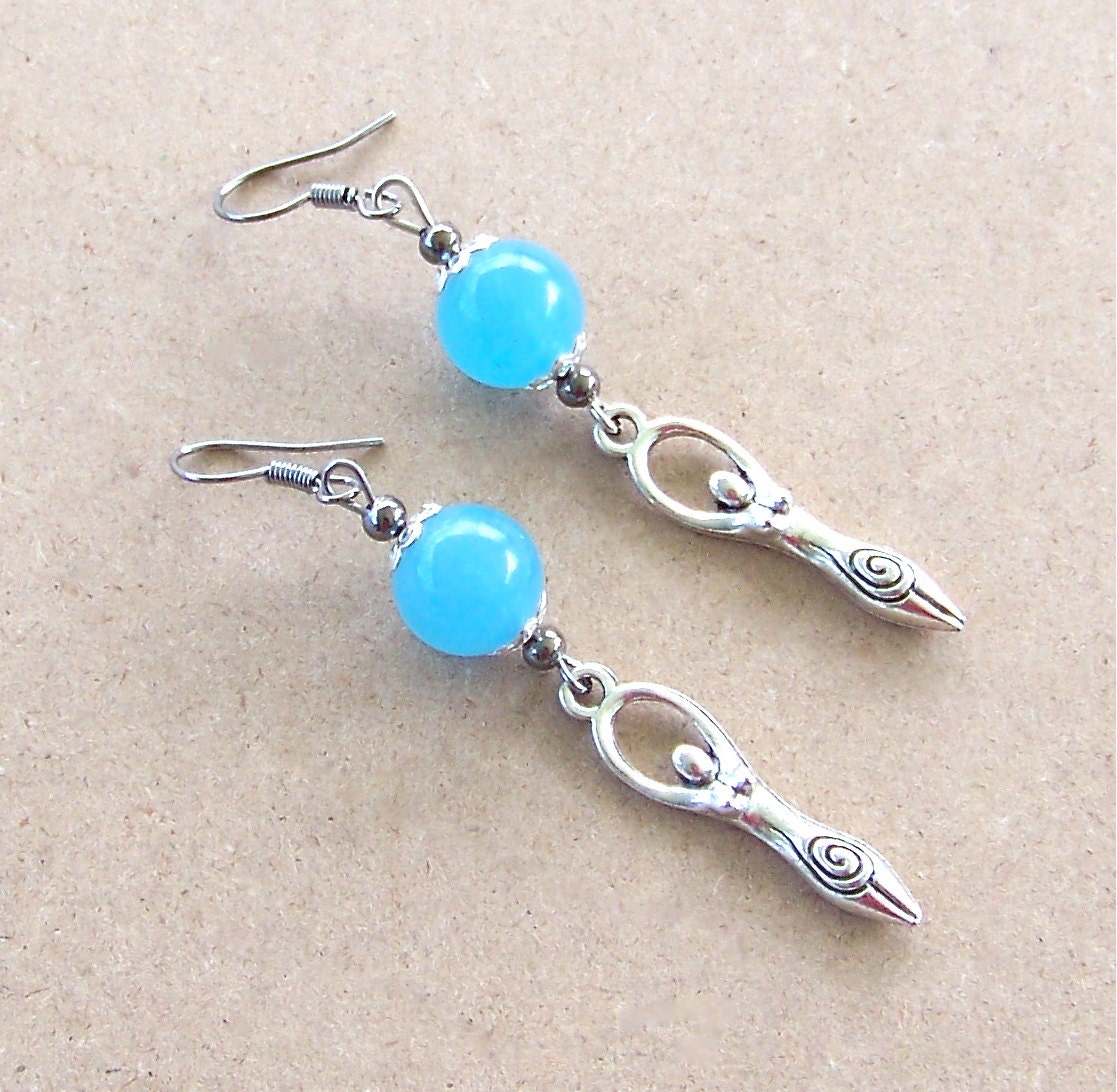 Blue Moon Goddess Chalcedony Gemstone Earrings