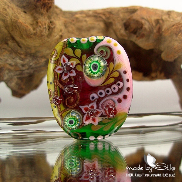 1 handmade lampwork bead focal -- SRA -- glass -- S o l o -- Calypsos Beads -- Silke Buechler