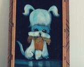 blue puppy velvet painting