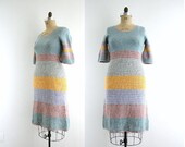 RESERVED--- 75% Off Last Chance Sale- 40s Vintage Wool Sweater Dress . Vintage Stripe Knit Dress