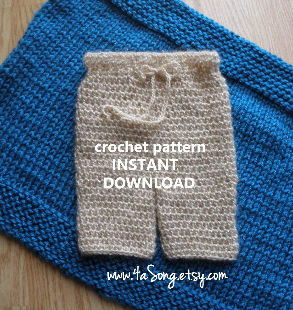 Newborn Pants Photo Prop Crochet Pattern PDF Number 245 -- INSTANT DOWNLOAD -- Make them shorts or knickers or romper length