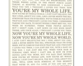 Personalized Lyrics or Love story for him or her Canvas Wedding Art 16x20