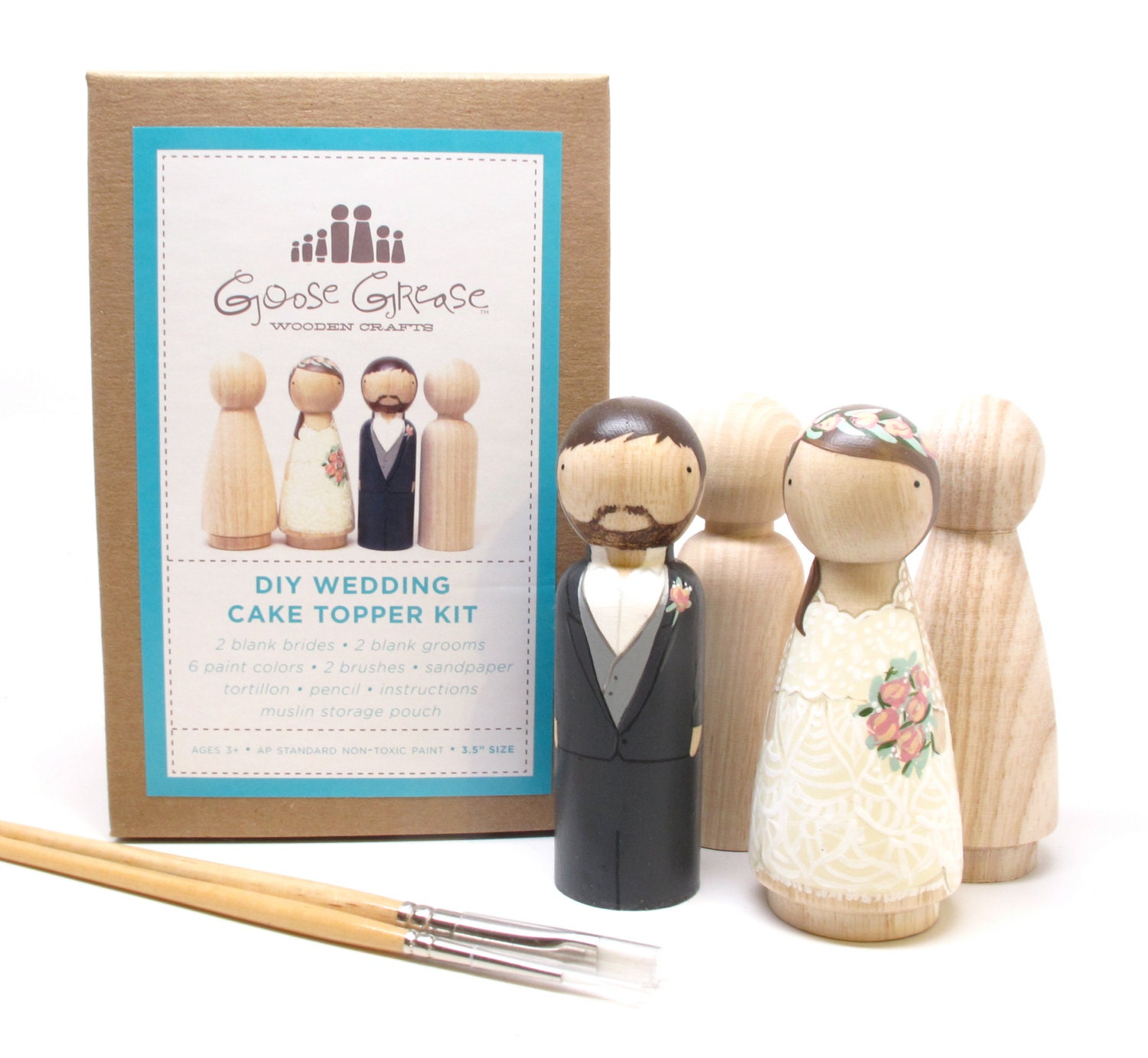 The Original DIY Wedding Cake Topper Kit with Extra Couple // Do-It-Yourself // Fair Trade Wooden Dolls