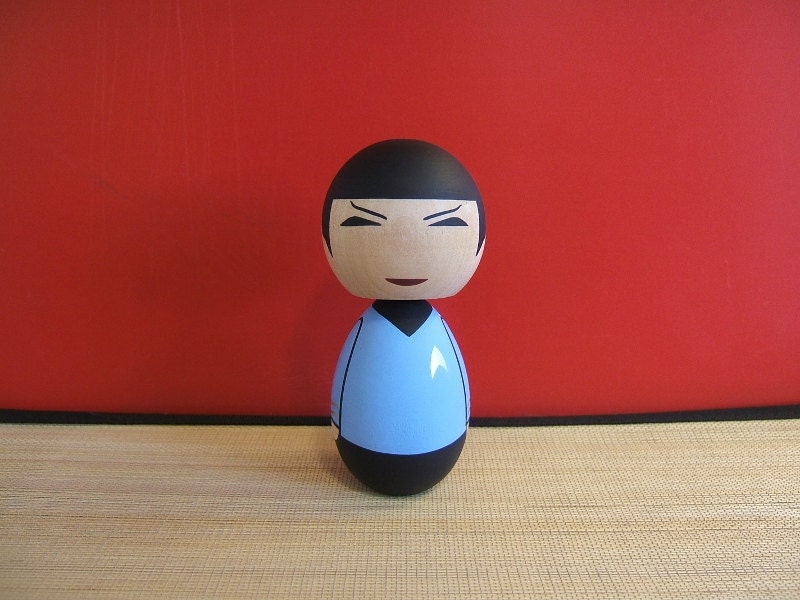 Kokeshi doll. Star Trek inspired Mr. Spock custom