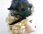 Sequin Flapper Headband, Unique Art Deco Headband,Peacock Feather Fascinator, Head Piece, Batcakes Couture