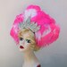 Hot Pink, White, Silver, Feather Showgirl Head Dress. Real Vintage Elements, One of a Kind, Ostrich Feather, Las Vegas Costume