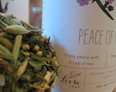 peace of mind tea, hand crafted herbal tea made with organic herbs... find peace