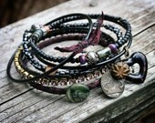Boho Gypsy Bangles in Burgundy, Pink and Black