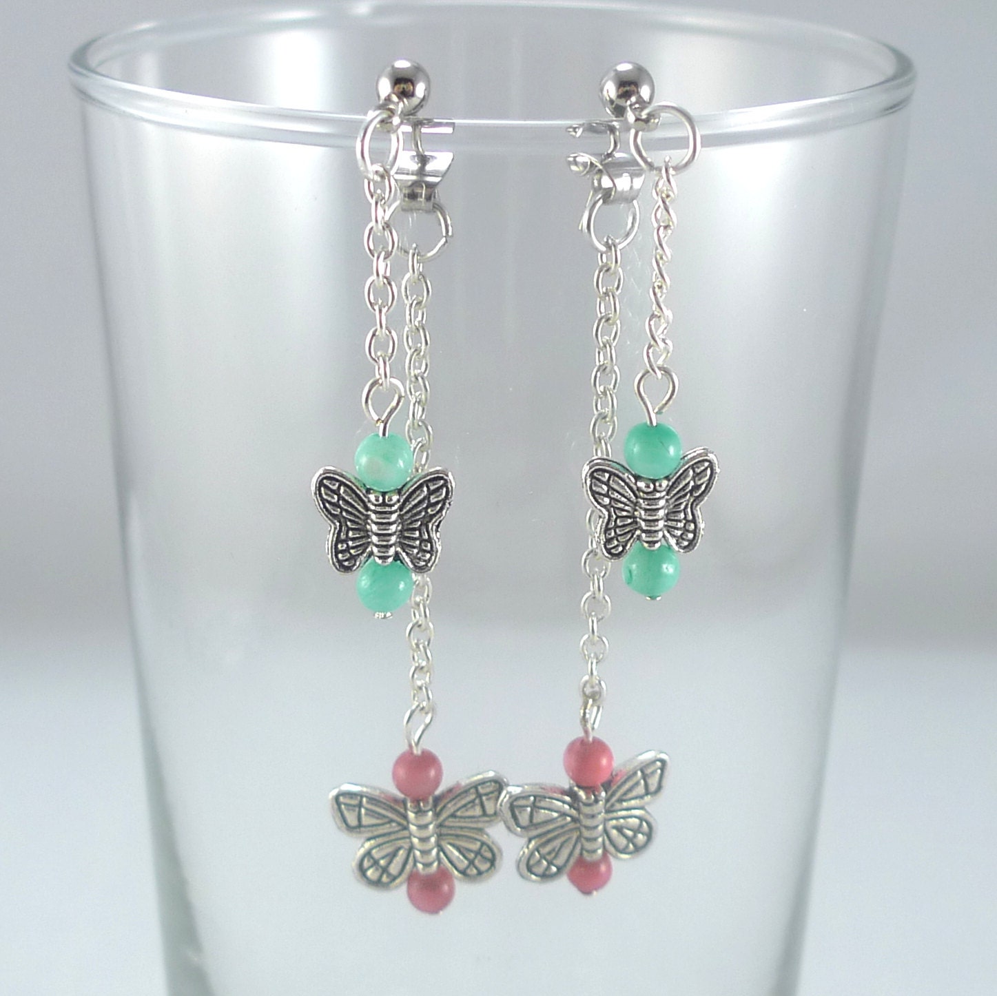 Butterfly Double Chain Earrings