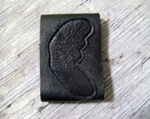 Butterfly Wing Cuff Bracelet in Upcycled Black Leather