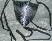 Renaissance Padded Black and Silver Paisley Codpiece with Ties