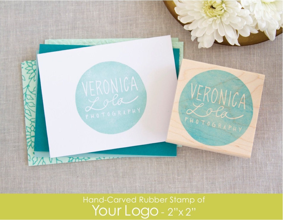 Hand-Carved Wood Mounted Rubber Stamp of Your Logo 2" x 2" - Great for Marketing Materials Branding Packaging and more