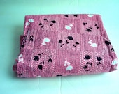 Pink and Black Flowers - Two Yards - Cotton