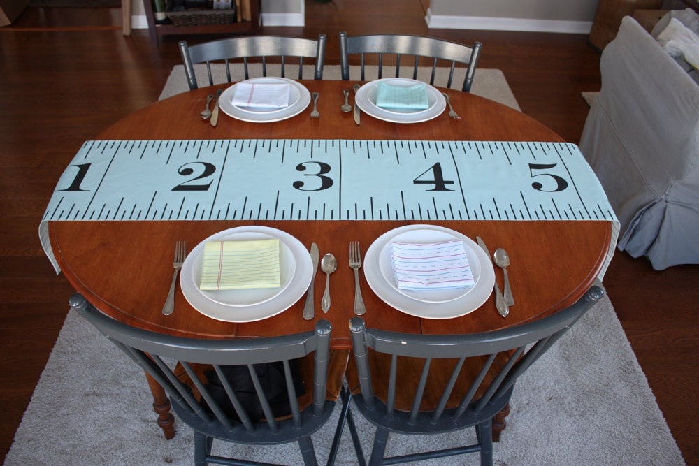 Measuring Tape Table Runner - Pale Blue