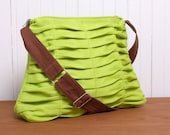 Crossbody Tote Handbag Purse in Bright Grass Green with Zipper Closure