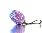Decorated Egg Hand Painted Real Egg Ornament: Purple