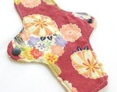 ULTRATHIN Reusable Cloth Pantyliner mini pad with wings - Red Asian Floral -  quilter's cotton top