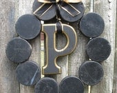 Pittsburgh Penguins Hockey Love Wreath with Letter