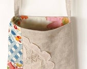 Juju Bag of Vintage Blue-  modern medicine pouch  in  Vintage scrappy shabby chic style