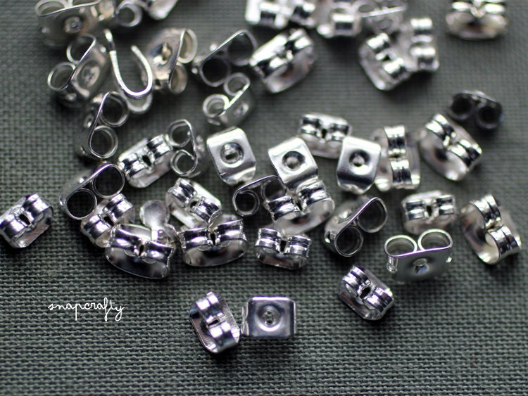 100pcs silver plated butterfly style ear knuts earring backs, lead free