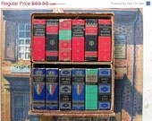 Pickers Sale. Vintage Dennison Labels, Tags, Photo Mounts, Small Boxes in Bookcase - Ephemera Collectible