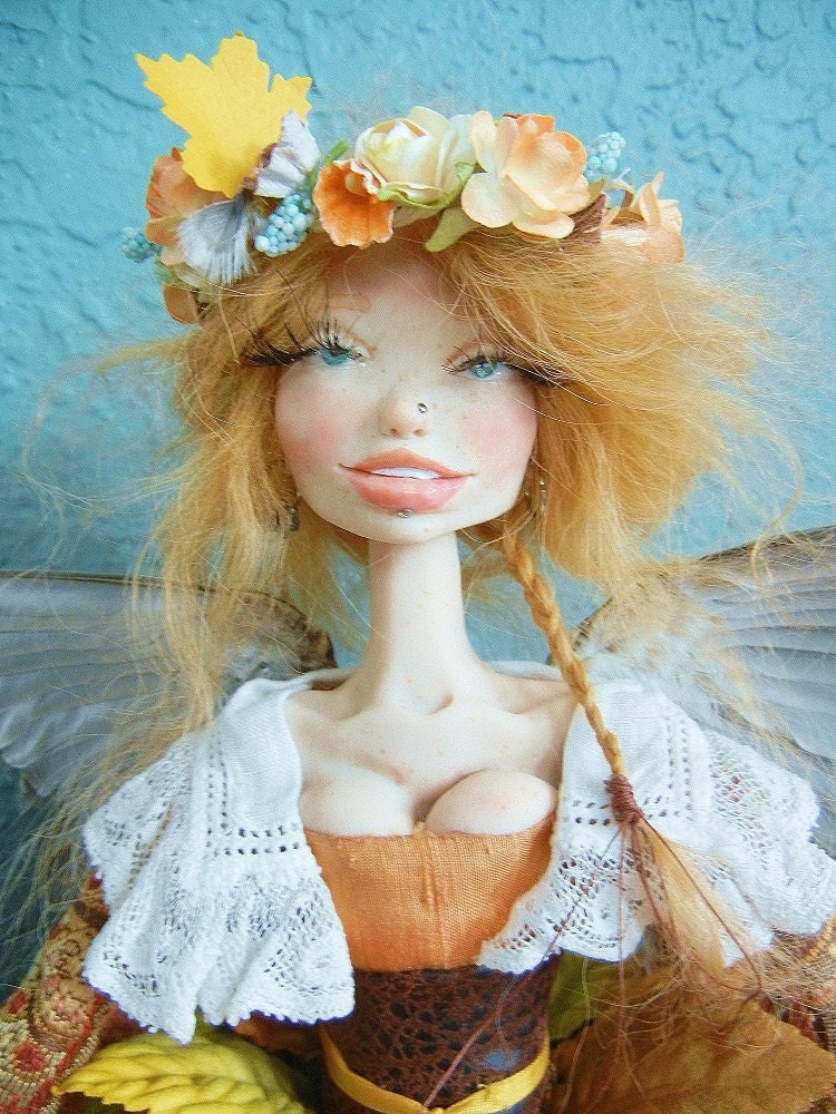 Emily Autumn Wild Fall Fairy Fae OOAK Posable Art Doll by Moninesfaeries