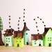 Small village in pastel greens, Miniature.