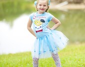 French Fries Bonjour Tshirt, Tutu, Matching Hair Bow, girls sz 4-5 Perfect for Birthday Party, for photo props
