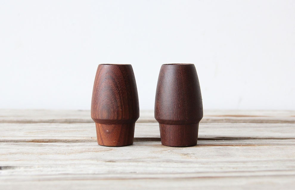 Modern Teak Salt and Pepper Shakers