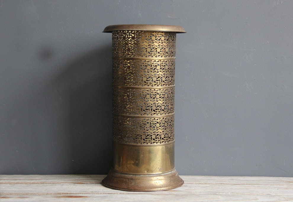 Pierced Brass Umbrella Stand