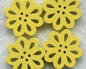Yellow Flower Buttons Laser Cut Wooden Buttons 20mm (7/8 inch) Set of 4 /BT127