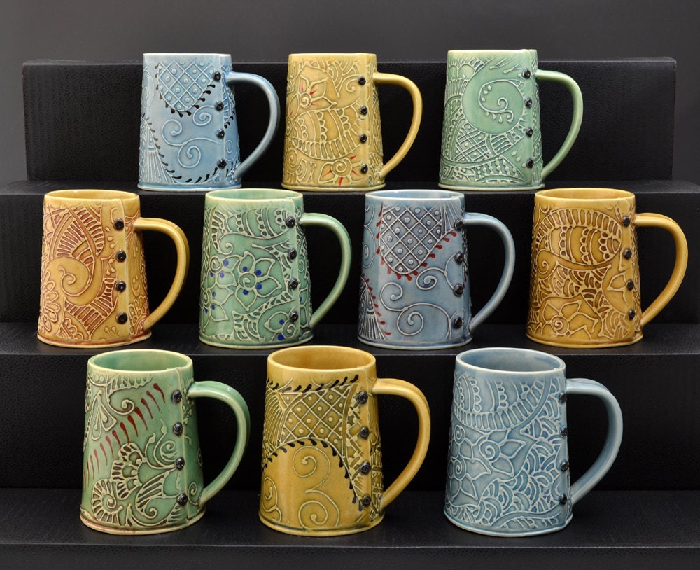Handmade ceramic cup, Coffee Mug, coffee cup, tea cup, tea mug, Buttons MADE to ORDER