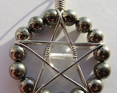 Nickel Silver Pyrite & Clear Quartz Star Pendant