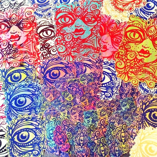 Lucid Rose screen print stickers variety pack Big to Small