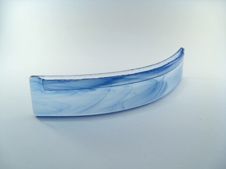 Photo Holder Fused Glass Streaky Blue