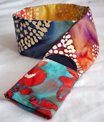 DSLR Camera Strap Padded Cover Lens Cap Pocket Batik