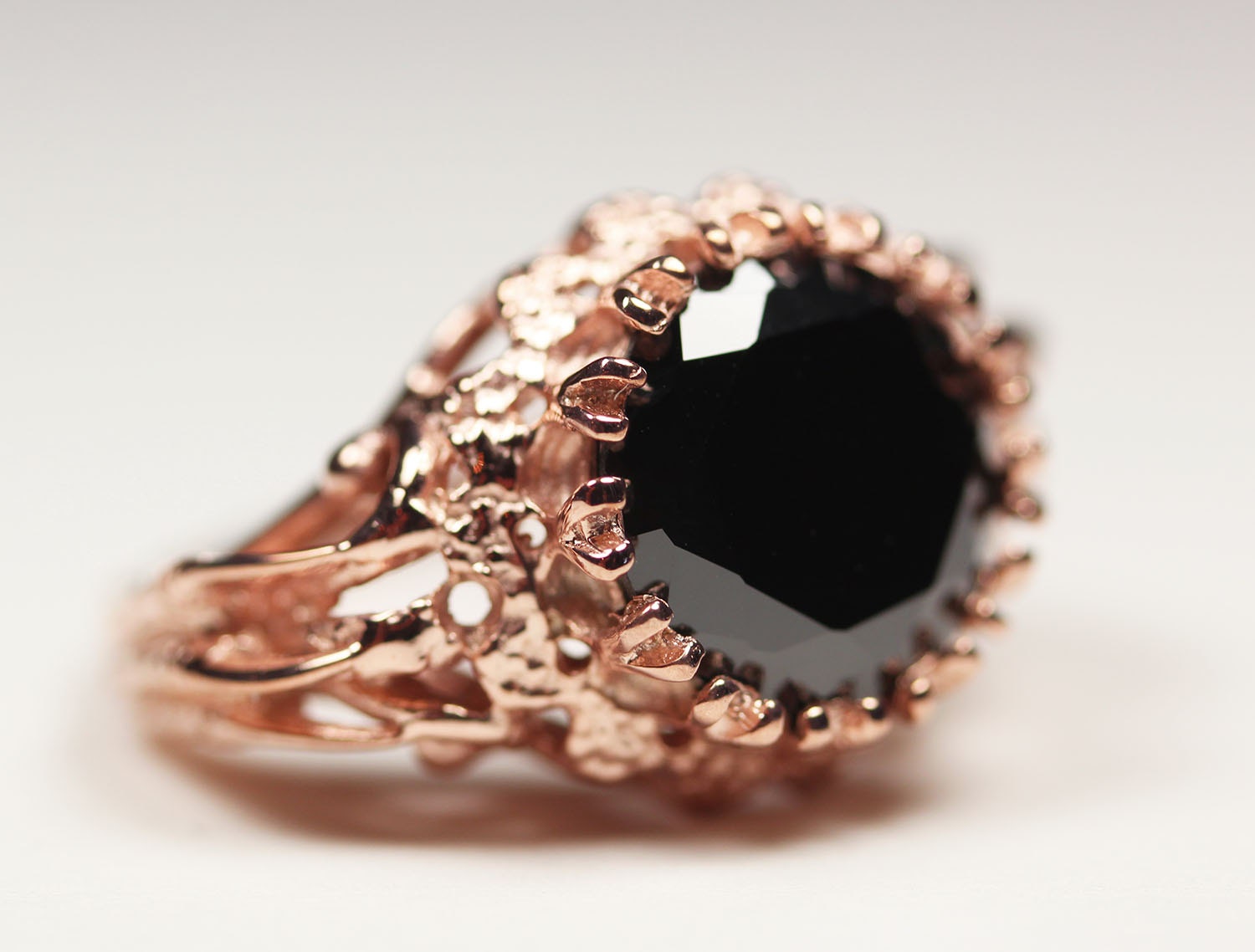 belonging to the darkness. rose gold vermeil & black flush cz