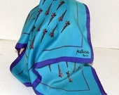 Silk Neck Scarf. Patricia of Paris -  Eiffel Tower Design -