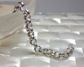 Chain Rolo Link Matte Silver plated Embossed Decorative Nickel Free Brass chain one foot