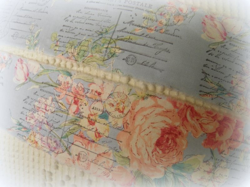 Carte Postale French Hand Stamped Ribbon Trim - Hand Stamped Trim