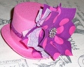 Mini top hat-mini top hat fascinator-Hot Pink-Purple-Hot pink top hat-Alice in wonderland-mad hatter-tea party favors