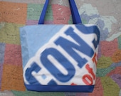 Tote bag made from a billboard from Navy Blue Angels.