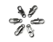 6 Gunmetal Lobster Clasps 10mm Gun Metal Plated Lobster Claw Findings Black Oxide Findings Lobster Clasp (FSGM123)