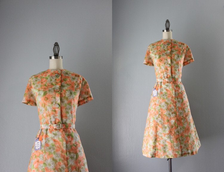 1960s Dress / Vintage 60s Day Dress / Deadstock Unworn 60s Plus Size Vintage Dress