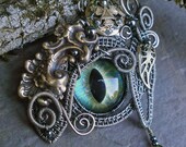 Gothic Victorian Steampunk Button and Eye Pin Pendant Brooch
