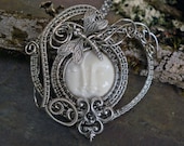 The Lovers and The Dragonfly Pendant Carved Sun and Moon