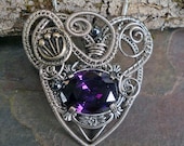 Victorian Steampunk Button Purple Heart Pendant