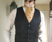 Black on Black Peacock Silk Brocade Gentlemen's Steampunk Vest