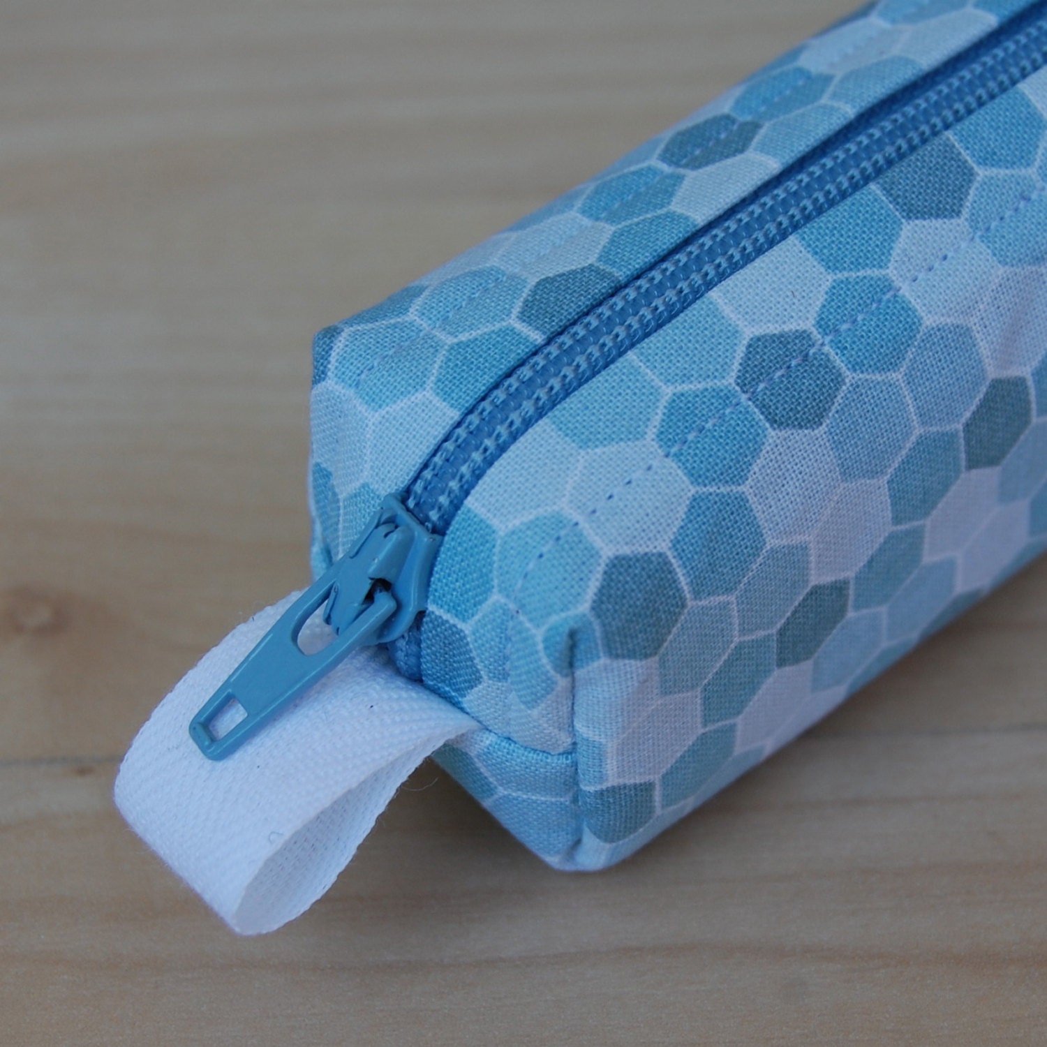 Blue Honeycomb Bitty Bag (petite pencil or makeup case)